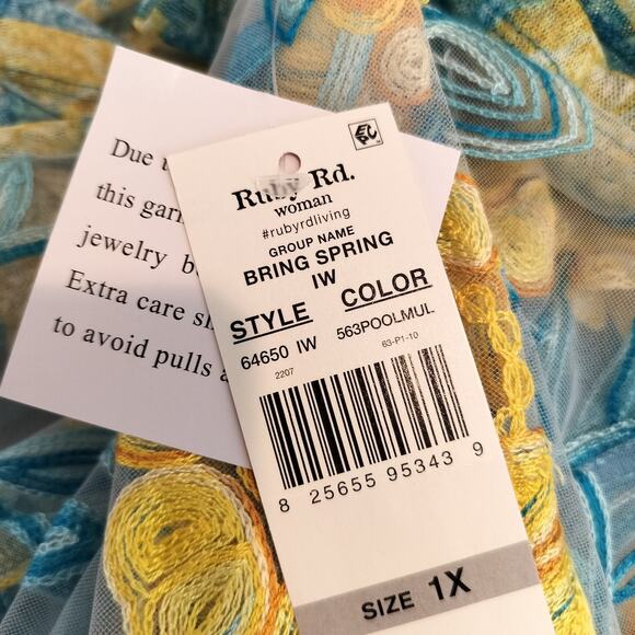 Ruby Rd. Floral Embroidered Mesh Open Front Cardigan - Picture 14 of 14